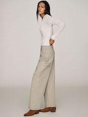 Anthropologie Cream Pilcro Kayden High-Rise Full Length Carpenter Barrel Trousers - Image 3 of 4