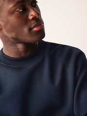Navy Blue Regular Fit Jersey Cotton Rich Crew Sweatshirt - Image 1 of 7