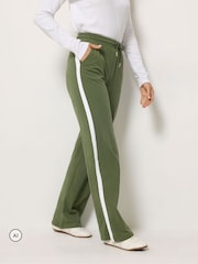 Long Tall Sally Green Contrast Cotton Wide Leg Joggers - Image 1 of 6