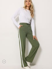 Long Tall Sally Green Contrast Cotton Wide Leg Joggers - Image 2 of 6