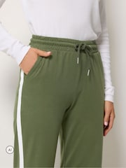 Long Tall Sally Green Contrast Cotton Wide Leg Joggers - Image 4 of 6