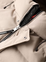 Superdry Beige Marl Hooded Tweed Sports Puffer Jacket - Image 6 of 6