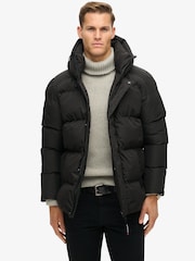 Superdry Black Hooded 5 Baffle Sports Puffer Jacket - Image 1 of 5