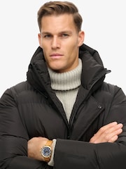 Superdry Black Hooded 5 Baffle Sports Puffer Jacket - Image 3 of 5