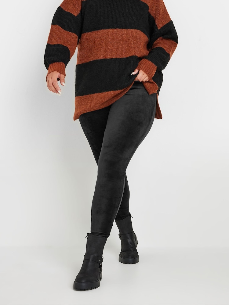 Yours Curve Black Velour Leggings - Image 1 of 5 Yours Curve Black Velour Leggings - Image 1 of 5