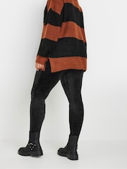 Yours Curve Black Velour Leggings - Image 3 of 5
