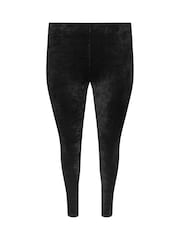 Yours Curve Black Velour Leggings - Image 5 of 5