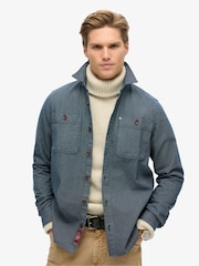 Superdry Indigo Stripe 100% Cotton Merchant Denim Overshirt - Image 1 of 5
