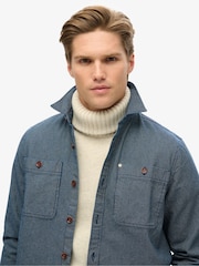 Superdry Indigo Stripe 100% Cotton Merchant Denim Overshirt - Image 2 of 5