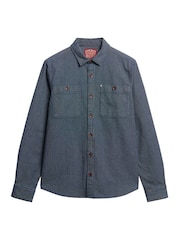 Superdry Indigo Stripe 100% Cotton Merchant Denim Overshirt - Image 4 of 5