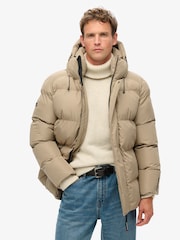 Superdry Timber Wolf Brown Hooded 5 Baffle Sports Puffer Jacket - Image 1 of 5