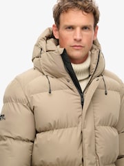 Superdry Timber Wolf Brown Hooded 5 Baffle Sports Puffer Jacket - Image 3 of 5