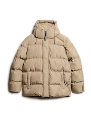 Superdry Timber Wolf Brown Hooded 5 Baffle Sports Puffer Jacket - Image 4 of 5