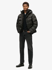 Superdry Black Hooded City Graphic Puffer Jacket - Image 2 of 5