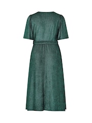 Yours Curve Green London Metallic Wrap Dress - Image 6 of 6