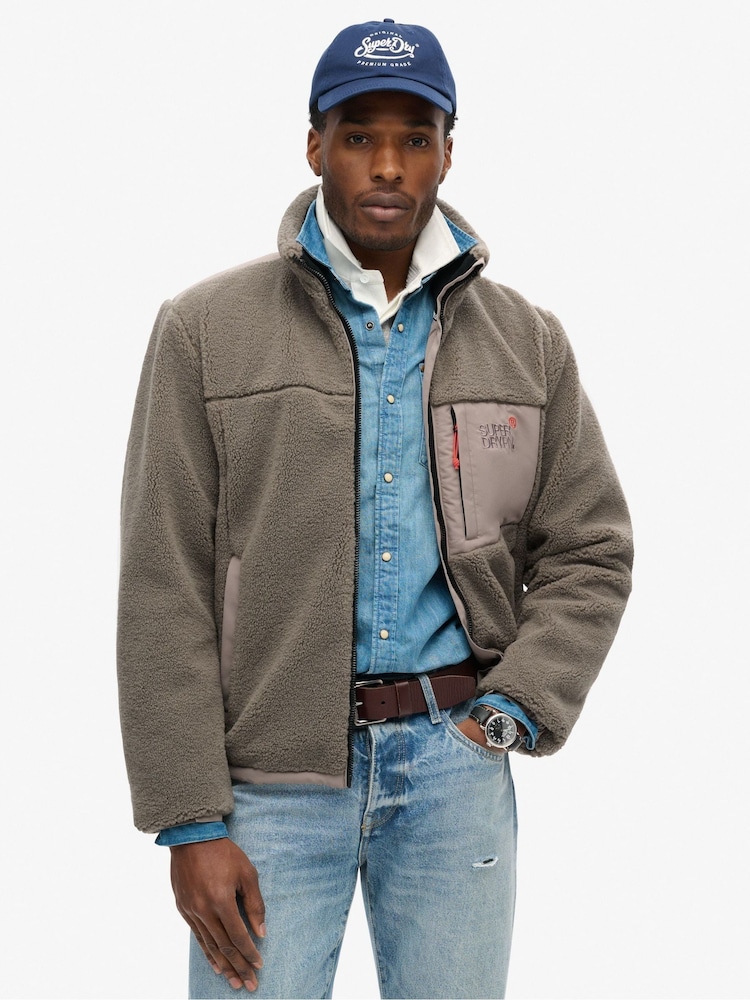Timber Wolf, Braun - Superdry, Trekker, Fleecejacke in entspannter Passform - Bild 1 von 1