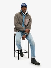 Superdry Timber Wolf Brown Relaxed Fleece Trekker Jacket - Image 2 of 6