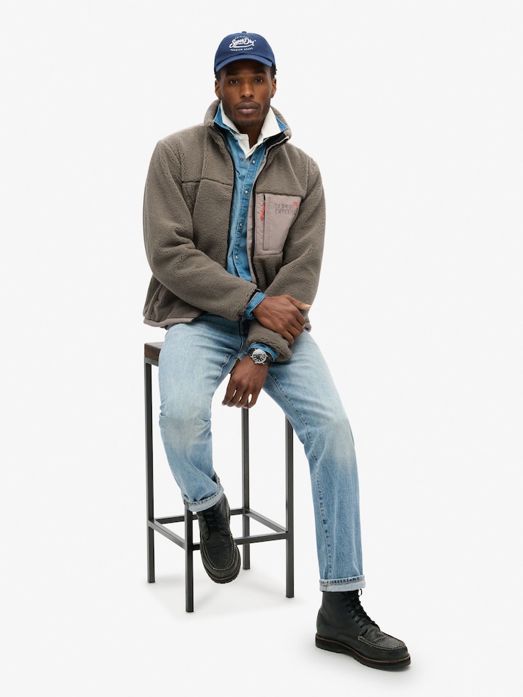 Superdry Timber Wolf Brown Relaxed Fleece Trekker Jacket - Image 2 of 6