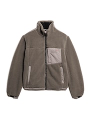 Superdry Timber Wolf Brown Relaxed Fleece Trekker Jacket - Image 4 of 6