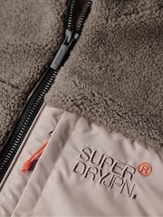 Superdry Timber Wolf Brown Relaxed Fleece Trekker Jacket - Image 6 of 6