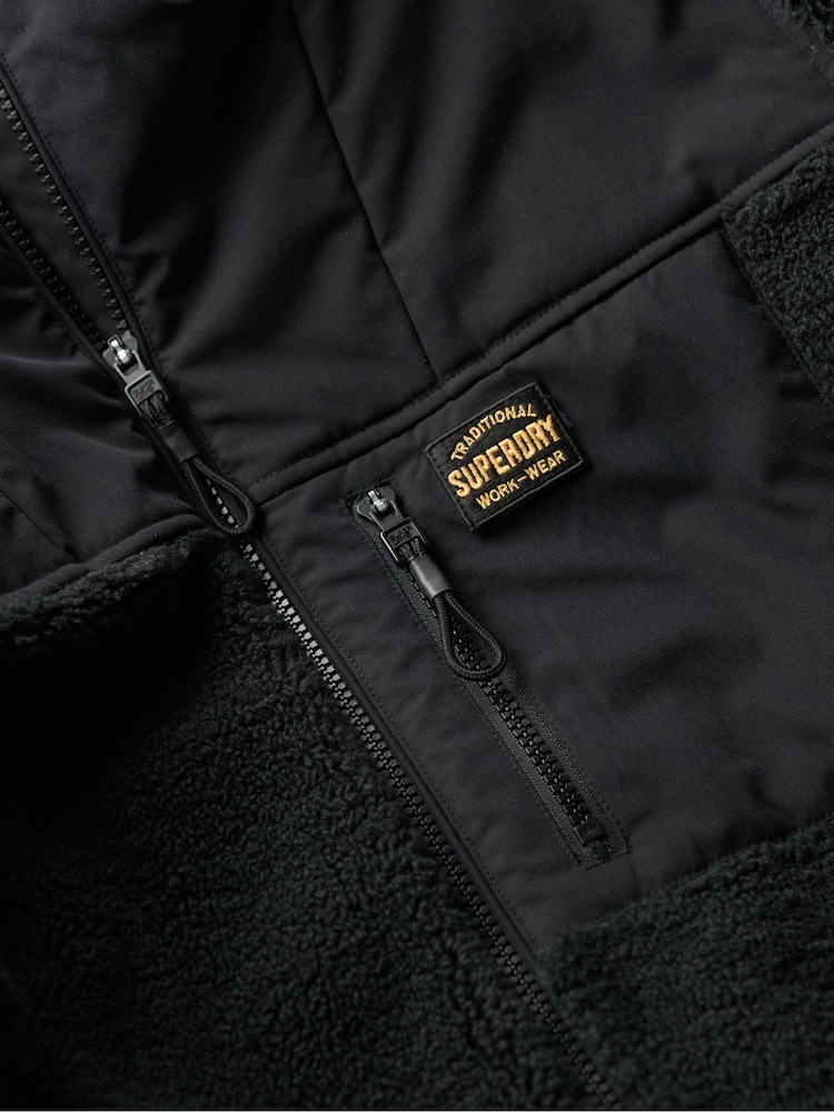Superdry Noir Hood Expedition Borg Hybrid Jacket - Image 6 of 6