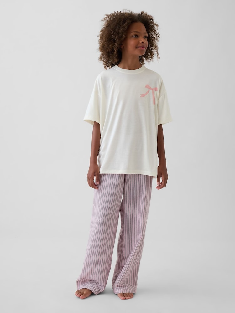 Gap Pink Bow Oversized Pyjamas Set (5-13yrs) - Image 1 of 4 Gap Pink Bow Oversized Pyjamas Set (5-13yrs) - Image 1 of 4