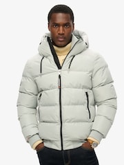 Superdry Puritan Grey Sports Puffer Bomber Jacket - Image 1 of 7