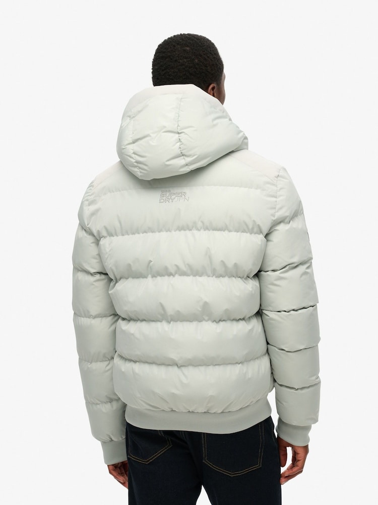 Superdry Puritan Grey Sports Puffer Bomber Jacket - Image 2 of 7