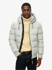 Superdry Puritan Grey Sports Puffer Bomber Jacket - Image 3 of 7