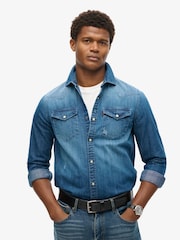 Superdry Blue 100% Cotton Vintage Western Shirt - Image 1 of 4