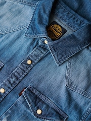 Superdry Blue 100% Cotton Vintage Western Shirt - Image 4 of 4