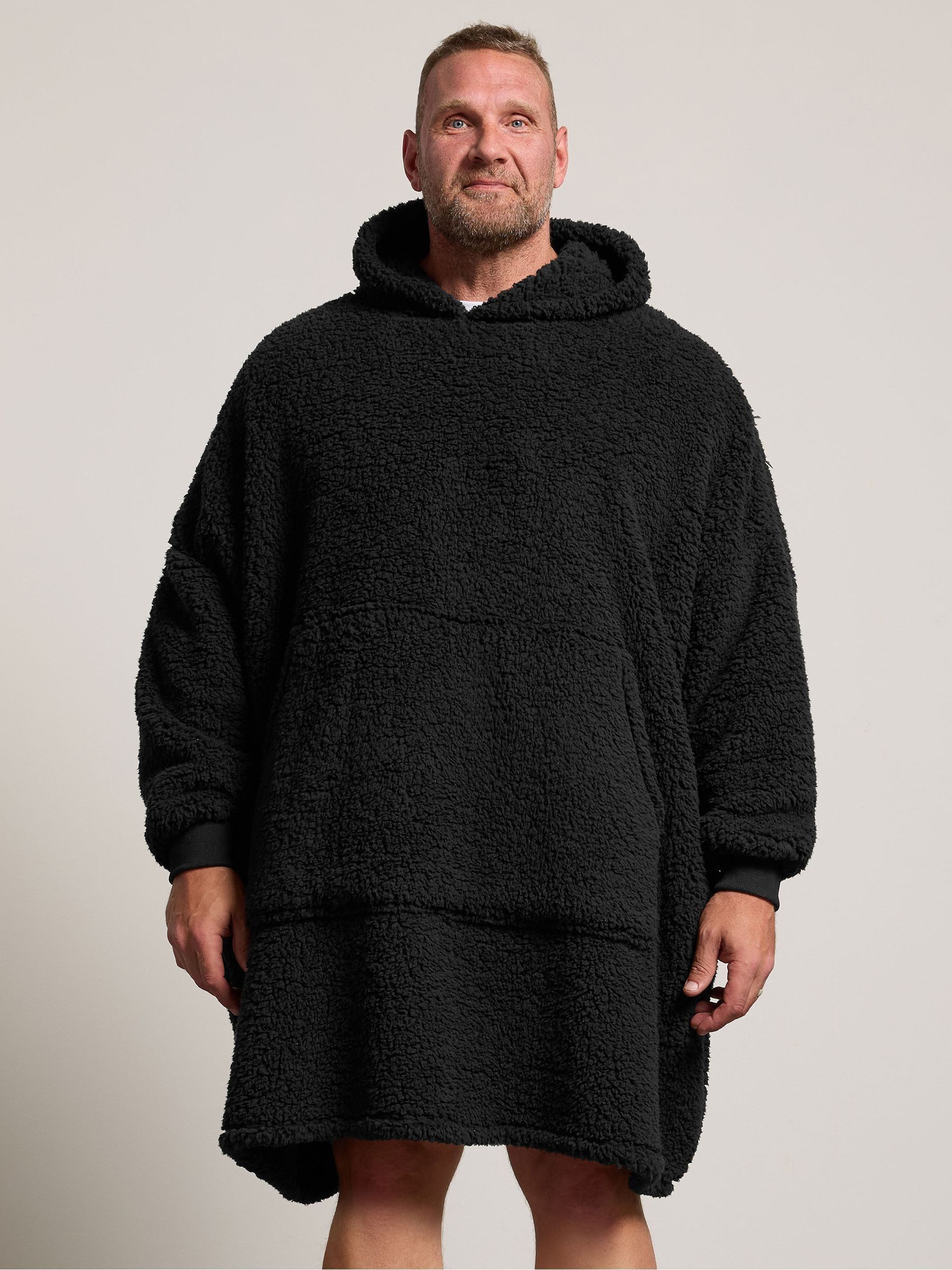 BadRhino Mens Borg Fleece Blanket Snuggle Hoodie, Black, Size L/Xl, Men - Image 3