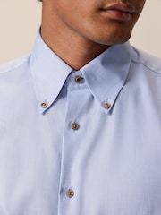 Blau - Schmale Passform - Formelles Hemd mit doppelter Manschette und Besatz - Bild 5 von 8