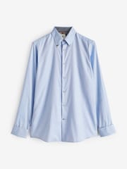 Blau - Schmale Passform - Formelles Hemd mit doppelter Manschette und Besatz - Bild 6 von 8