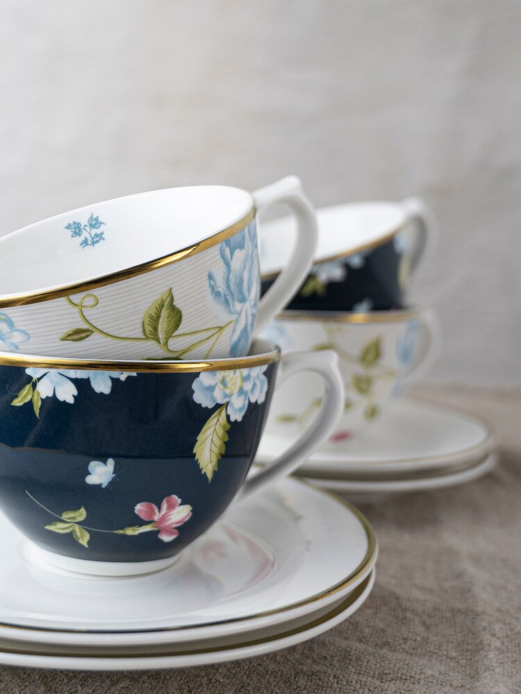 Laura Ashley Set of 4 Cream Heritage Collectables Cup and Saucer - Image 2 of 3