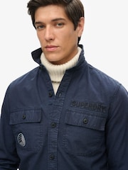 Superdry Eclipse Navy 100% Cotton Long Sleeve Delta Shirt - Image 4 of 5