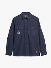 Superdry Eclipse Navy 100% Cotton Long Sleeve Delta Shirt - Image 5 of 5