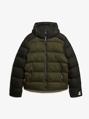 Superdry Black Colourblock Hood Colour Block Sport Puffer Jacket - Image 6 of 7