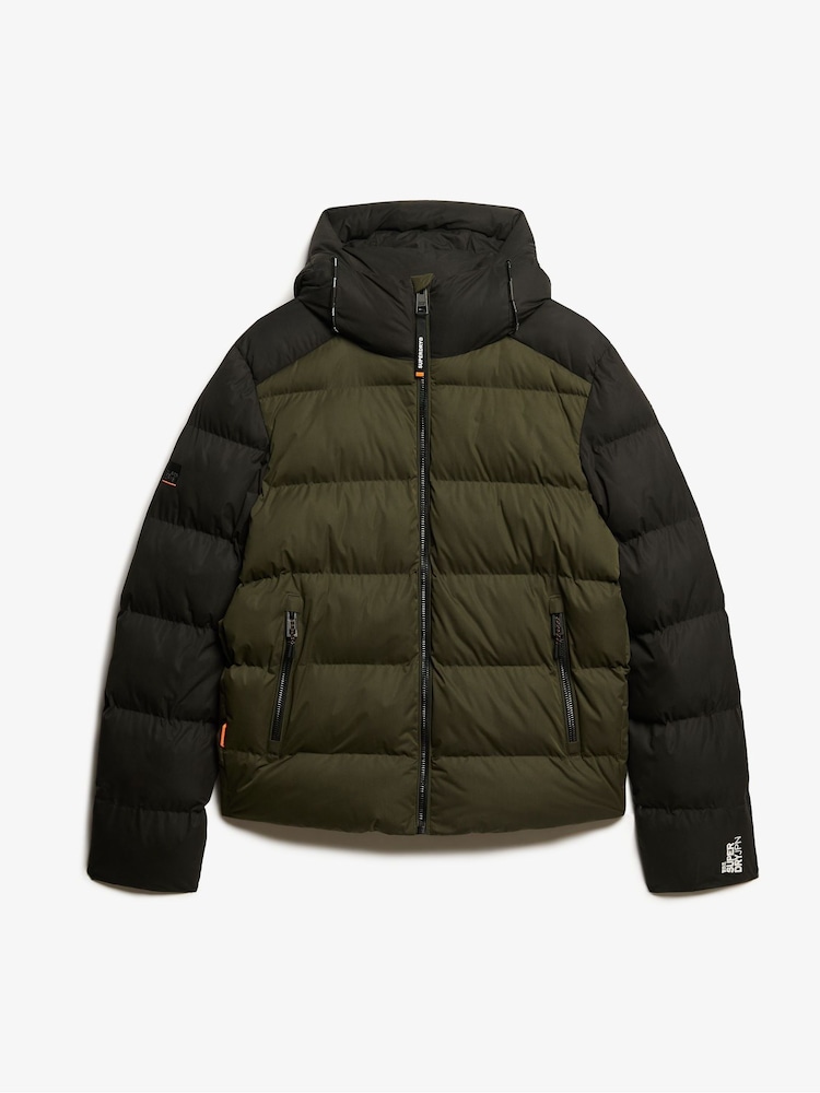 Superdry Black Colourblock Hood Colour Block Sport Puffer Jacket - Image 6 of 7