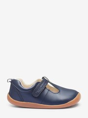 Navy Standard Fit (F) Leather First Walker T-Bar Shoes - Image 2 of 5