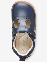 Navy Standard Fit (F) Leather First Walker T-Bar Shoes - Image 4 of 5