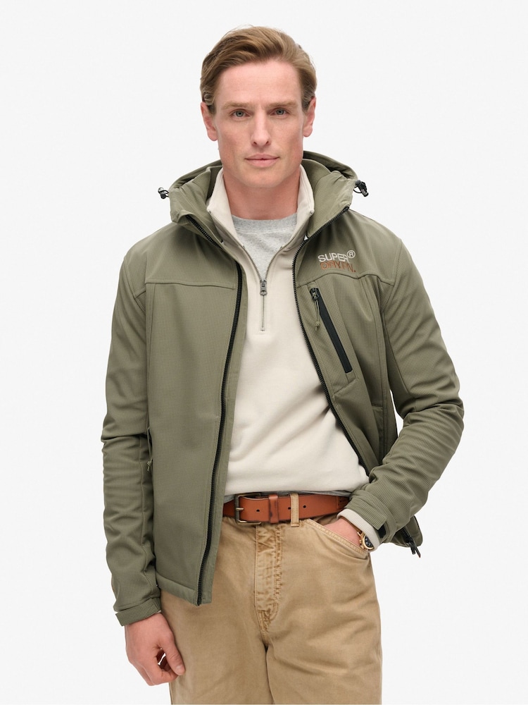 Superdry Dusty Olive Green Hood Ripstop Softshell Trekker Jacket - Image 1 of 4