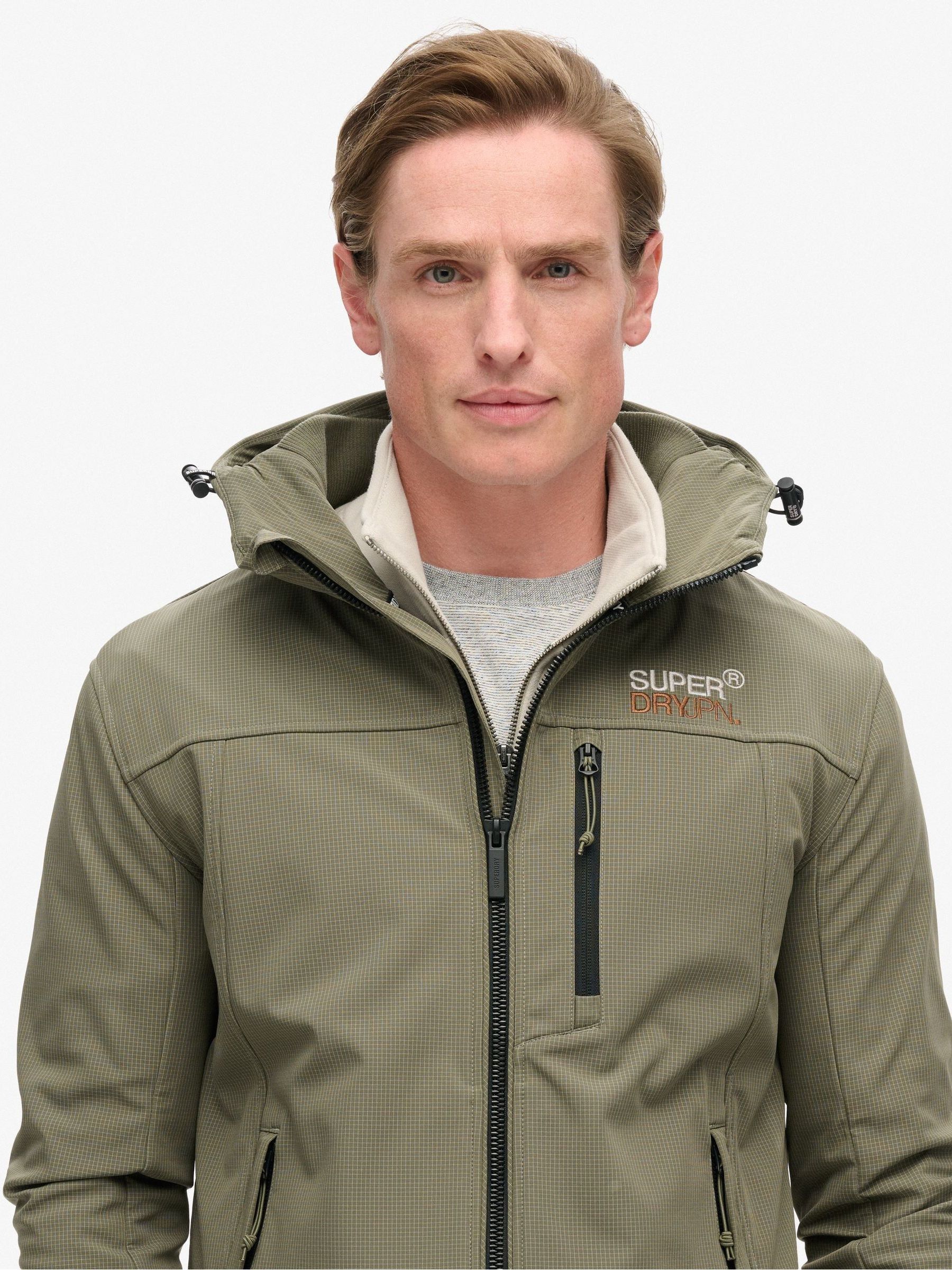 Buy Superdry Dusty Olive Green Hood Ripstop Softshell Trekker Jacket ...