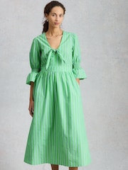 White Stuff Green Maisie Poplin Stripe Dress - Image 3 of 6