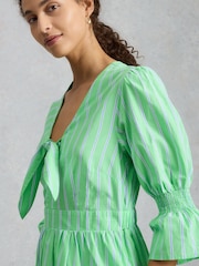 White Stuff Green Maisie Poplin Stripe Dress - Image 4 of 6