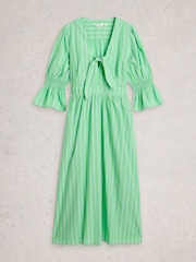 White Stuff Green Maisie Poplin Stripe Dress - Image 5 of 6