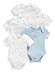 Mamas & Papas Blue Whale Bodysuits 5 Pack - Image 2 of 3
