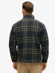 Superdry Navy Check Surplus Check 100% Cotton Quilt Overshirt - Image 2 of 6