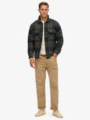Superdry Navy Check Surplus Check 100% Cotton Quilt Overshirt - Image 3 of 6