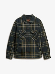 Superdry Navy Check Surplus Check 100% Cotton Quilt Overshirt - Image 5 of 6